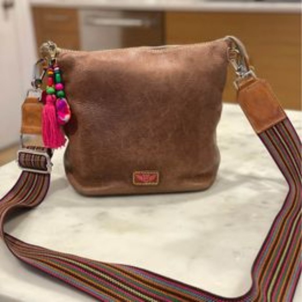 Consuela Magdalena Your Way Pebbled Brown Leather Handbag Purse